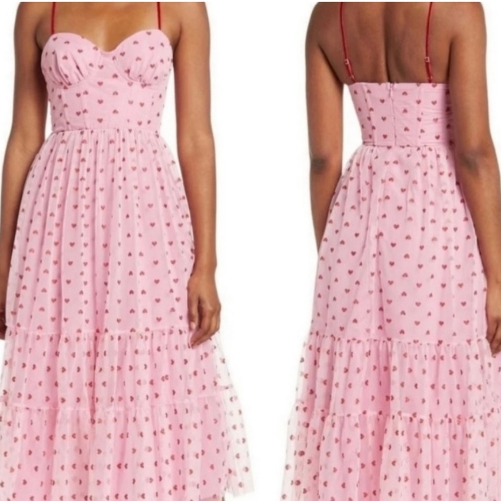 BETSEY JOHNSON Foil-Printed Tiered Sweetheart Dress LAST AVAILABLE🔴 - Picture 3 of 10